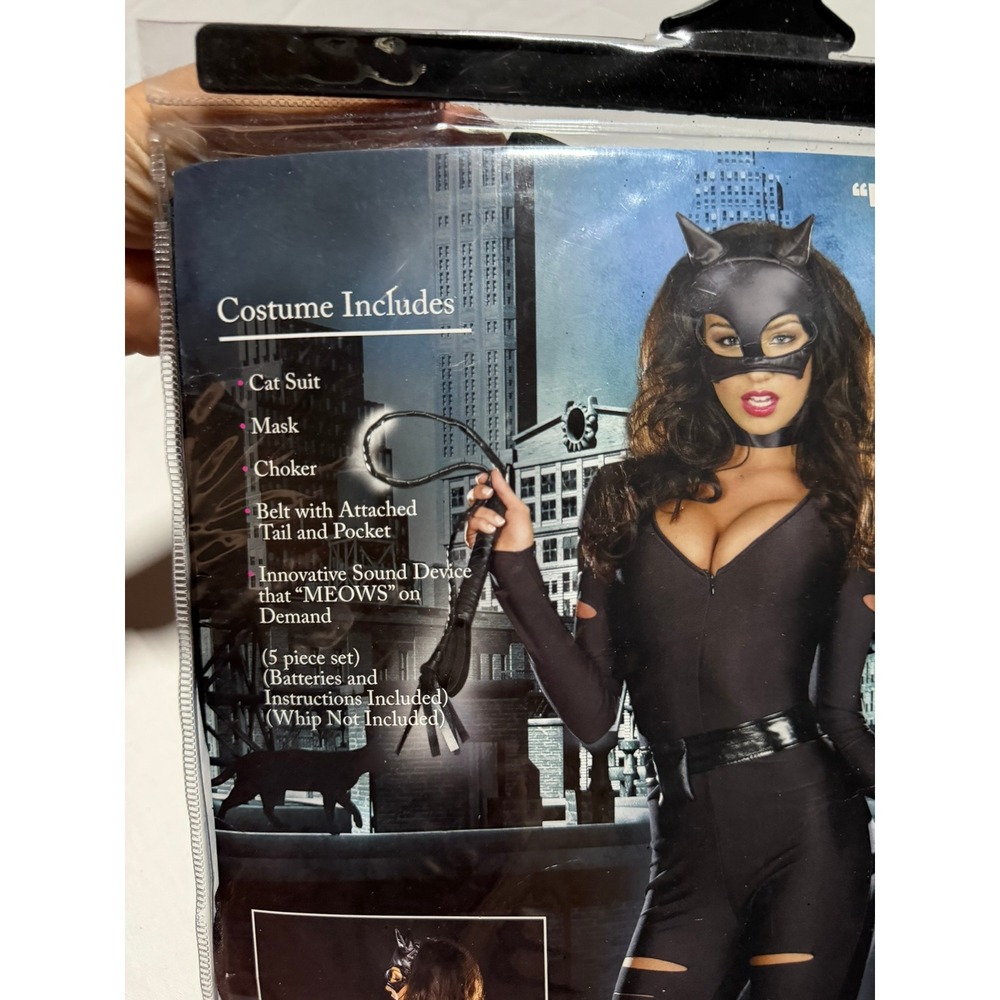 RARE Large Dreamgirl Night Prowler Catwoman Shredded Catsuit w/ Sound Effects